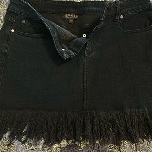 SHAYNNE jean/ fringe bottom skirt